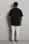 Unisex Oversize Düz Bisiklet Yaka T-shirt - Siyah