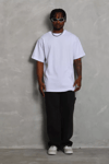 Unisex Oversize Düz Bisiklet Yaka T-shirt - Beyaz