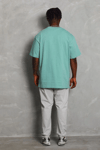 Unisex Oversize Düz Bisiklet Yaka T-shirt - Mint Yeşili