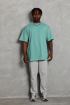 Unisex Oversize Düz Bisiklet Yaka T-shirt - Mint Yeşili