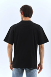 Unisex Oversize Düz Bisiklet Yaka T-shirt - Siyah