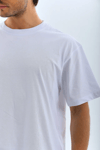 Unisex Oversize Düz Bisiklet Yaka T-shirt - Beyaz