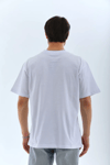 Unisex Oversize Düz Bisiklet Yaka T-shirt - Beyaz