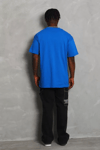 Unisex Oversize Düz Bisiklet Yaka T-shirt - Mavi