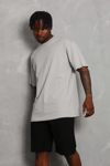 Unisex Oversize Düz Bisiklet Yaka T-shirt - Gri