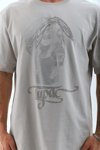 Unisex Oversize Taşlı Bisiklet Yaka T-shirt - Gri