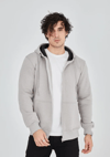 Unisex Tam Fermuarlı Kapşonlu  Sweatshirt - Boyalı Gri