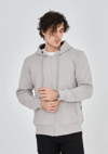 Unisex Tam Fermuarlı Kapşonlu  Sweatshirt - Boyalı Gri
