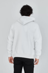 Unisex Tam Fermuarlı Kapşonlu  Sweatshirt - Beyaz