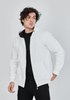Unisex Tam Fermuarlı Kapşonlu  Sweatshirt - Beyaz