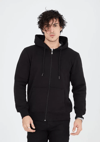 Unisex Tam Fermuarlı Kapşonlu  Sweatshirt - Siyah
