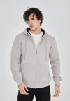 Unisex Tam Fermuarlı Kapşonlu  Sweatshirt - Boyalı Gri