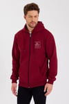 Unisex Tam Fermuarlı Kapşonlu özel Tasarım Sweatshirt - Bordo