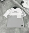 Unisex Torba Cep Detaylı  Parçalı T-shirt - Gri