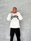 Unisex Üç İplik Kapşonlu Baskılı Sweatshirt - Beyaz
