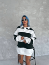 Unisex Üç İplik Parçalı Yakalı Sweatshirt - Yeşil