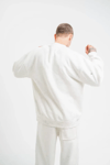 Unisex Uzun Kol Bisiklet Yaka Yıkamalı Sweatshirt - Beyaz
