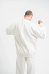 Unisex Uzun Kol Bisiklet Yaka Yıkamalı Sweatshirt - Beyaz