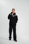 Unisex Uzun Kol Bisiklet Yaka Yıkamalı Sweatshirt - Siyah