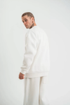 Uzun Kol Bisiklet Yaka Basic Sweatshirt - Beyaz