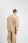 Uzun Kol Bisiklet Yaka Basic Sweatshirt - Bej