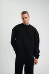 Uzun Kol Bisiklet Yaka Basic Sweatshirt - Siyah