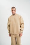 Uzun Kol Bisiklet Yaka Basic Sweatshirt - Bej
