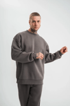 Uzun Kol Bisiklet Yaka Basic Sweatshirt - Füme