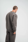 Uzun Kol Bisiklet Yaka Basic Sweatshirt - Füme