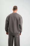 Uzun Kol Bisiklet Yaka Basic Sweatshirt - Füme