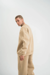 Uzun Kol Bisiklet Yaka Basic Sweatshirt - Bej