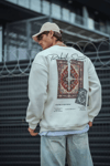 Uzun Kol Bisiklet Yaka Baskılı Sweatshirt - Beyaz