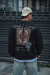 Uzun Kol Bisiklet Yaka Baskılı Sweatshirt - Siyah