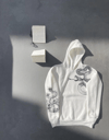 Uzun Kol Kapşonlu Baskılı Sweatshirt - Beyaz