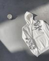 Uzun Kol Kapşonlu Baskılı Sweatshirt - Beyaz