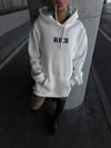 Uzun Kol Kapşonlu Göğüs Baskılı Sweatshirt - Beyaz