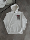 Uzun Kol Kapşonlu Ön Ve Arka Baskılı Sweatshirt - Beyaz
