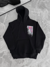 Uzun Kol Kapşonlu Ön Ve Arka Baskılı Sweatshirt - Siyah