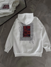Uzun Kol Kapşonlu Ön Ve Arka Baskılı Sweatshirt - Beyaz