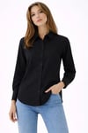 Uzun Kollu Gömlek Düğmeli Klasik Yaka Günlük Ve Ofis Şıklığına Uygun - Siyah