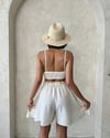 Volanlı Keten Şort Bej S255058