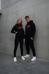 Yılbaşı Merry Christmas Baskılı Oversize Kapüşonlu Sweatshirt Hoodie - Siyah