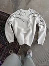 Yıldırım Baskılı Bisiklet Yaka Sweatshirt - Beyaz