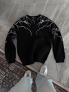 Yıldırım Baskılı Bisiklet Yaka Sweatshirt - Siyah