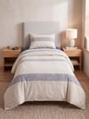 Maki Home %100 Pamuklu Keten Görünümlü Lacivert Çizgili Modern 160x220 Tek Kişilik Nevresim Seti