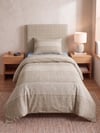 Maki Home %100 Pamuklu Keten Görünümlü Bej Çizgili Modern 160x220 Tek Kişilik Nevresim Seti