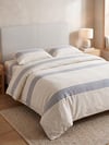 Maki Home %100 Pamuklu Keten Görünümlü Lacivert Çizgili Modern 200x220 Çift Kişilik Nevresim Seti