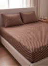 Maki Home %100 Pamuklu Retro Beyaz Puantiyeli Kahve 160x200 Çift Kişilik Yüksek Lastikli Çarşaf Set
