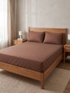 Maki Home %100 Pamuklu Retro Beyaz Puantiyeli Kahve 160x200 Çift Kişilik Yüksek Lastikli Çarşaf Set