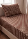 Maki Home %100 Pamuklu Retro Beyaz Puantiyeli Kahverengi 120x200 Tek Kişilik Lastikli Çarşaf Seti